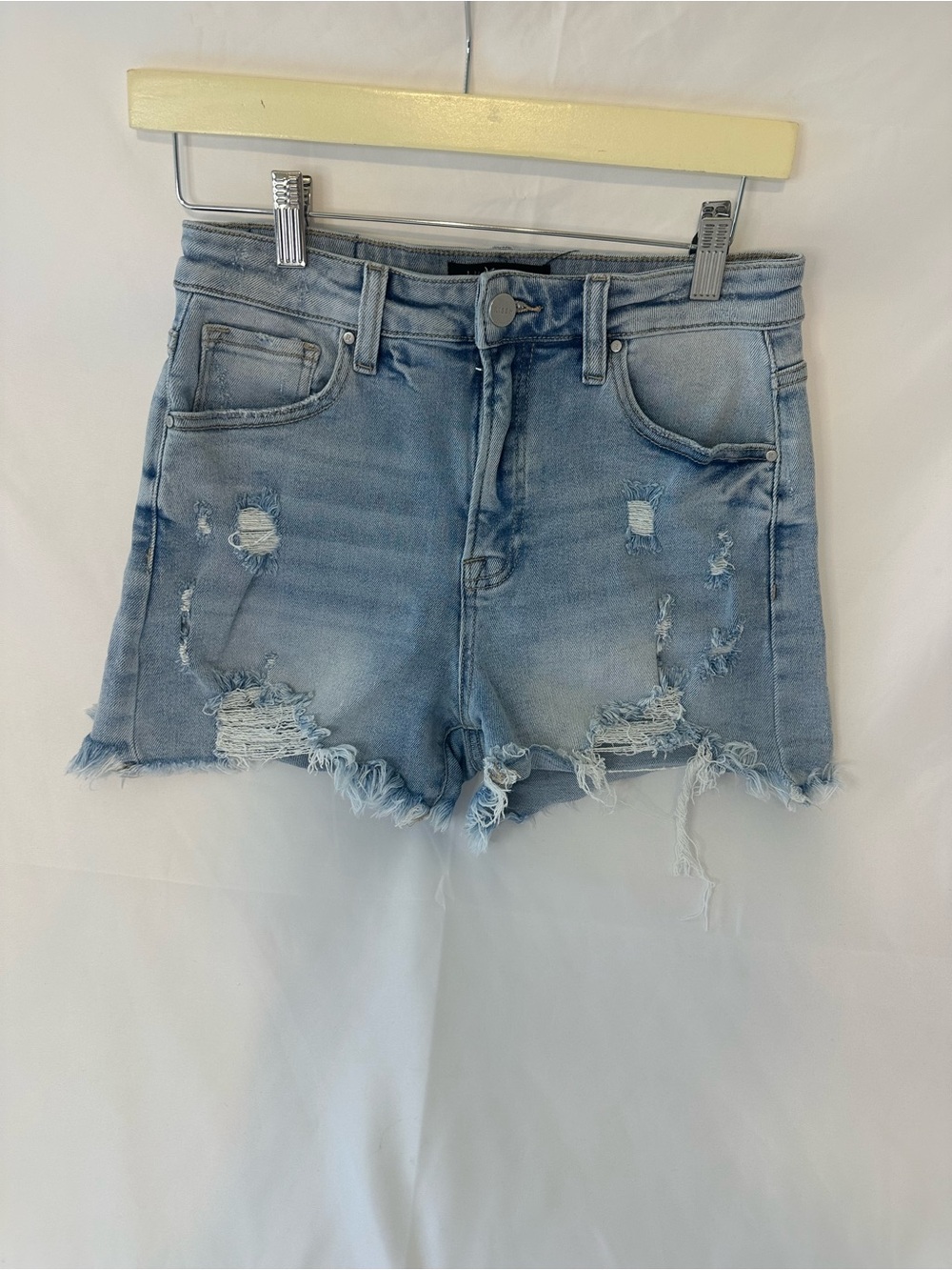 Women's Light Blue Distressed Denim Jean Shorts